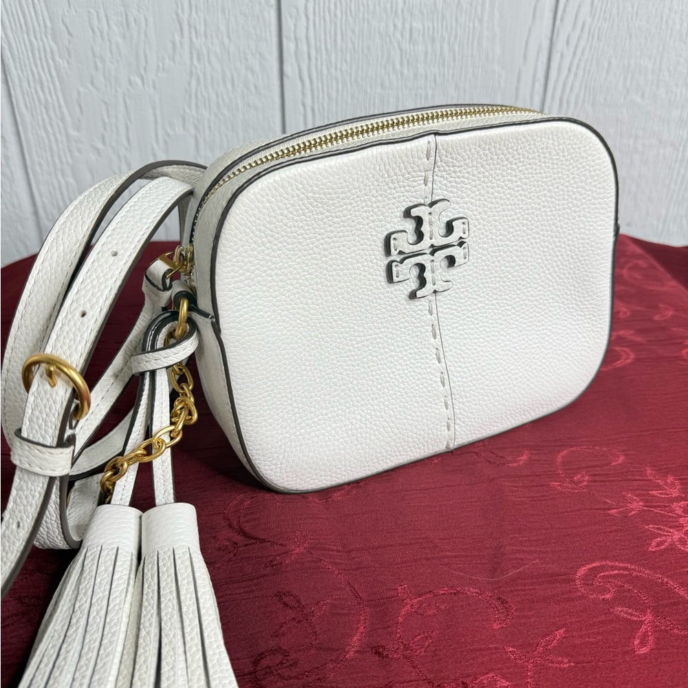 Tory burch white cream Herringbone Patterned Bag - Picture 2 of 10